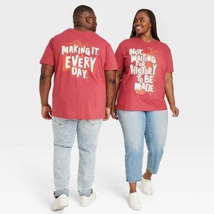 Black History Month Adult Plus Size History Sleeve T-Shirt - Dark Red 1X